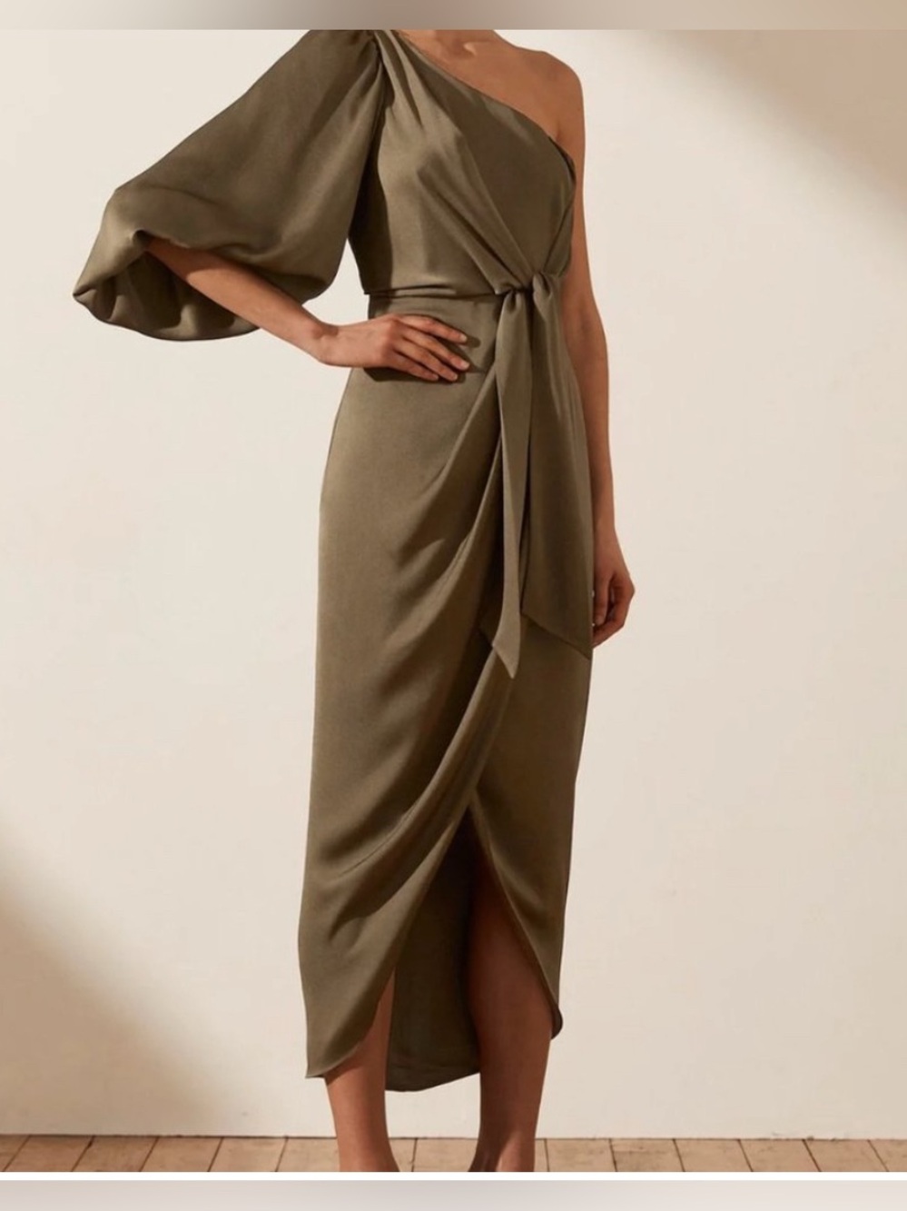 Shona Joy Luxe Tie Front One Shoulder Dress Size 2